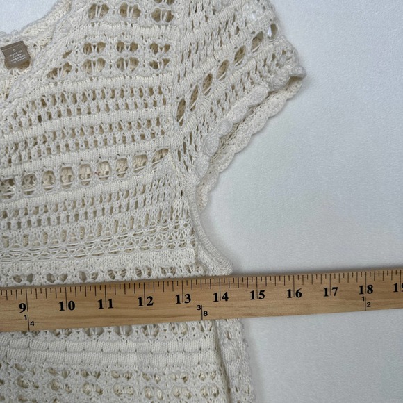 Knitted &‎ Knotted Anthropologie Sz S Crochet Button Up Butterfly Cardigan Top - Picture 6 of 10